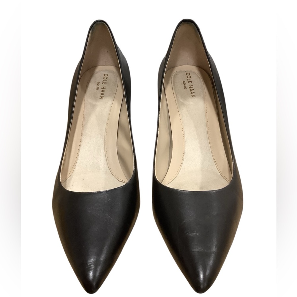Cole Haan Go-To Elegant Black Leather Women's Heels Shoes Size 9B - Picture 3 of 10